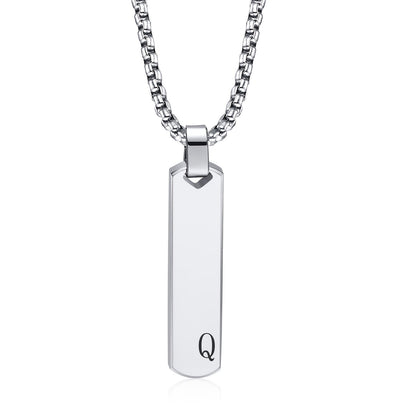 Unique Letter Necklace Pendant - High Polished Three - Dimensional Stainless Steel Laser Engraved Titanium Steel Plating for Men - Bjeul