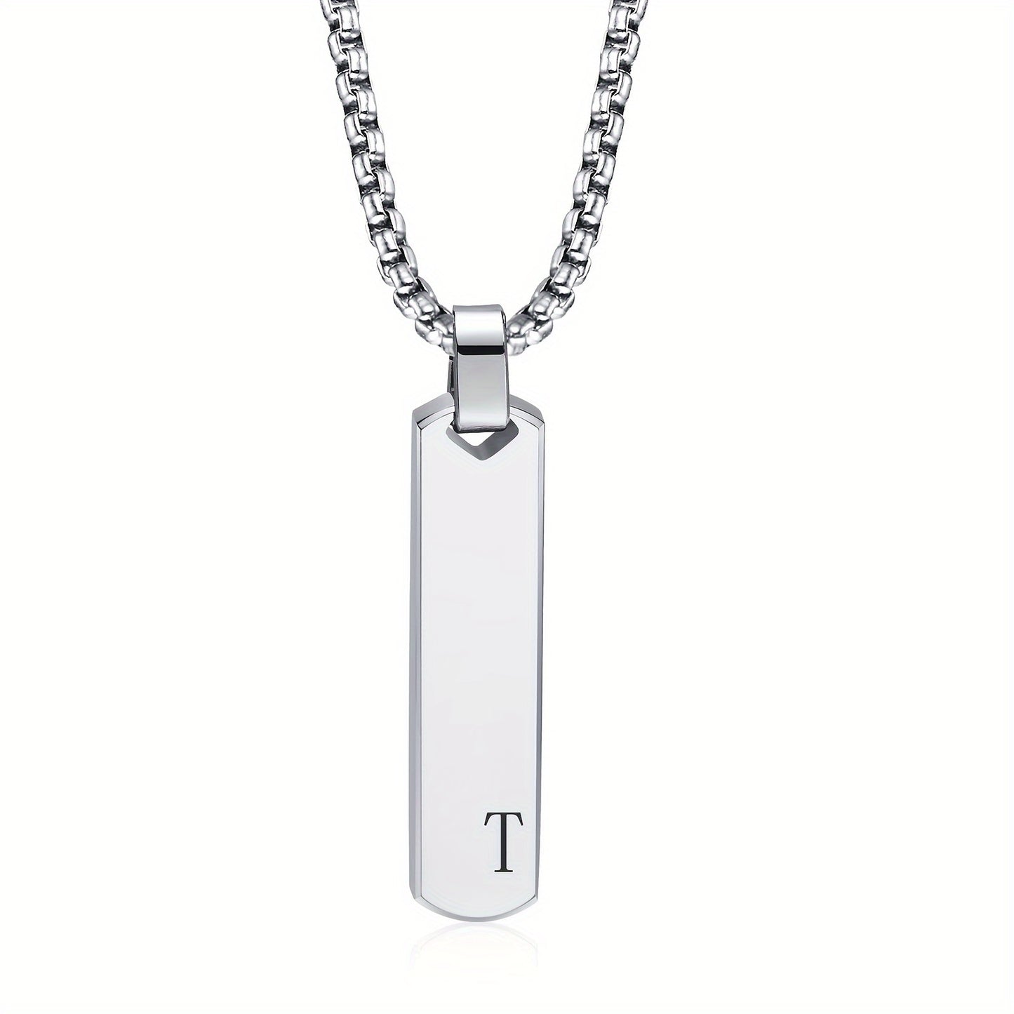 Unique Letter Necklace Pendant - High Polished Three - Dimensional Stainless Steel Laser Engraved Titanium Steel Plating for Men - Bjeul