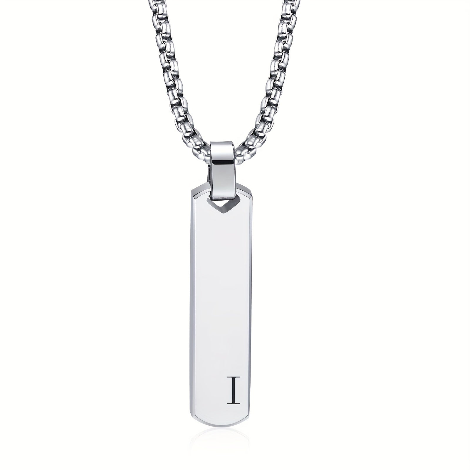 Unique Letter Necklace Pendant - High Polished Three - Dimensional Stainless Steel Laser Engraved Titanium Steel Plating for Men - Bjeul