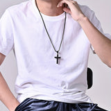 Carved Cross Pendant Necklace - Durable, Water-Resistant, and Hypoallergenic Jewelry - Perfect Accessory for Everyday Wear