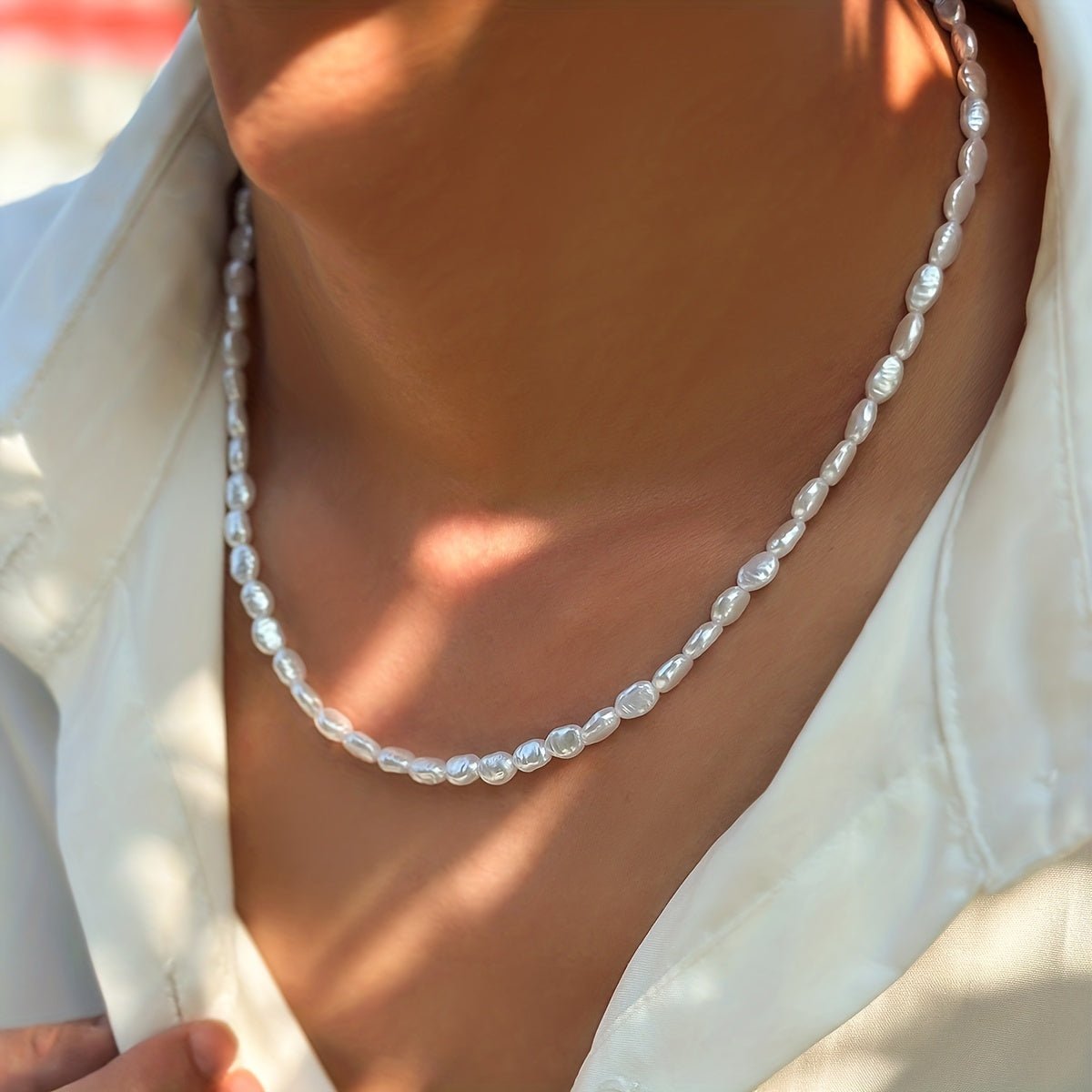 Baroque Men's Imitation Pearl Chain Necklace - Necklace for Men - Bjeul