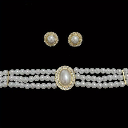 Baroque Pearls Necklace and Earrings Jewelry Set - Bjeul