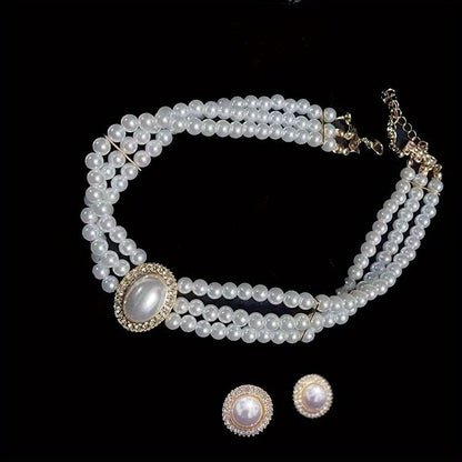 Baroque Pearls Necklace and Earrings Jewelry Set - Bjeul