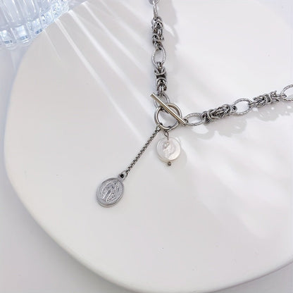 Boho Chic Pearl Virgin Mary Pendant Necklace - Bjeul