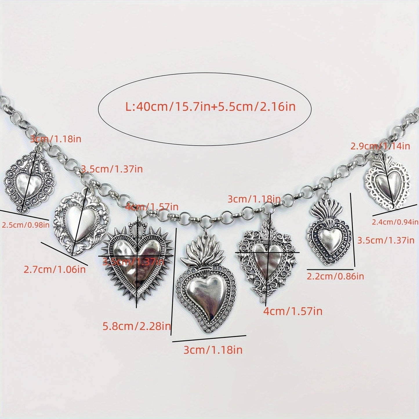 Chain of Heart Pendants - Unique Design Women's Fashion Accessory - Bjeul