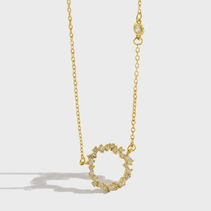 Classic CZ Circle Garland Necklace - Bjeul