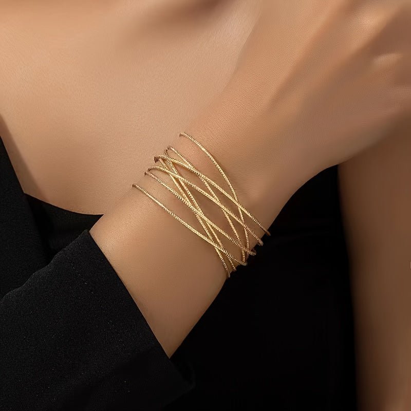 Cross Line Cuff Bracelet for Women - Bjeul