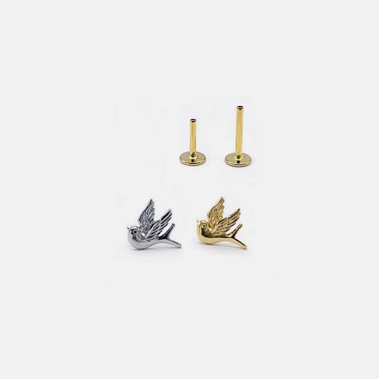 Cute Bird Screw Flat Stud Earring (Single) - Bjeul