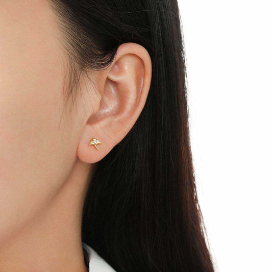 Cute CZ Ray Fish Stud Earrings - Bjeul