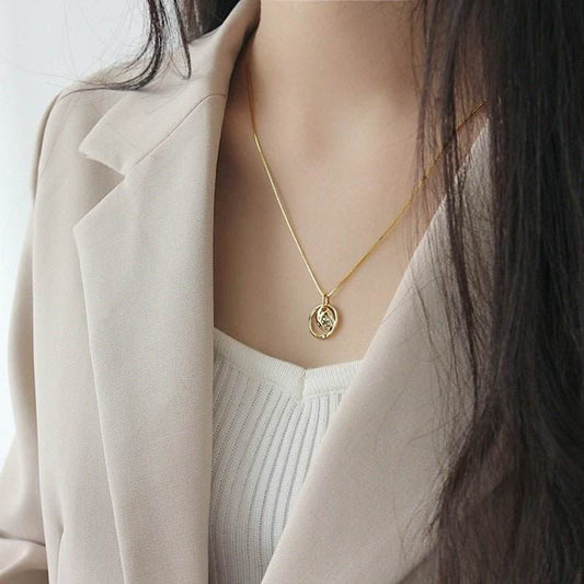 Double Circle Tag Necklace - Bjeul