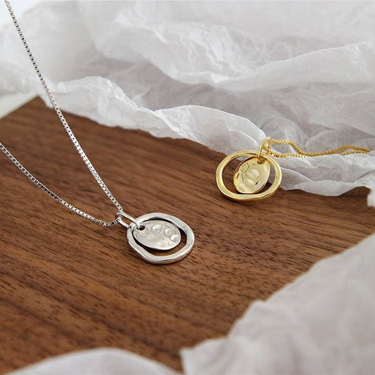 Double Circle Tag Necklace - Bjeul