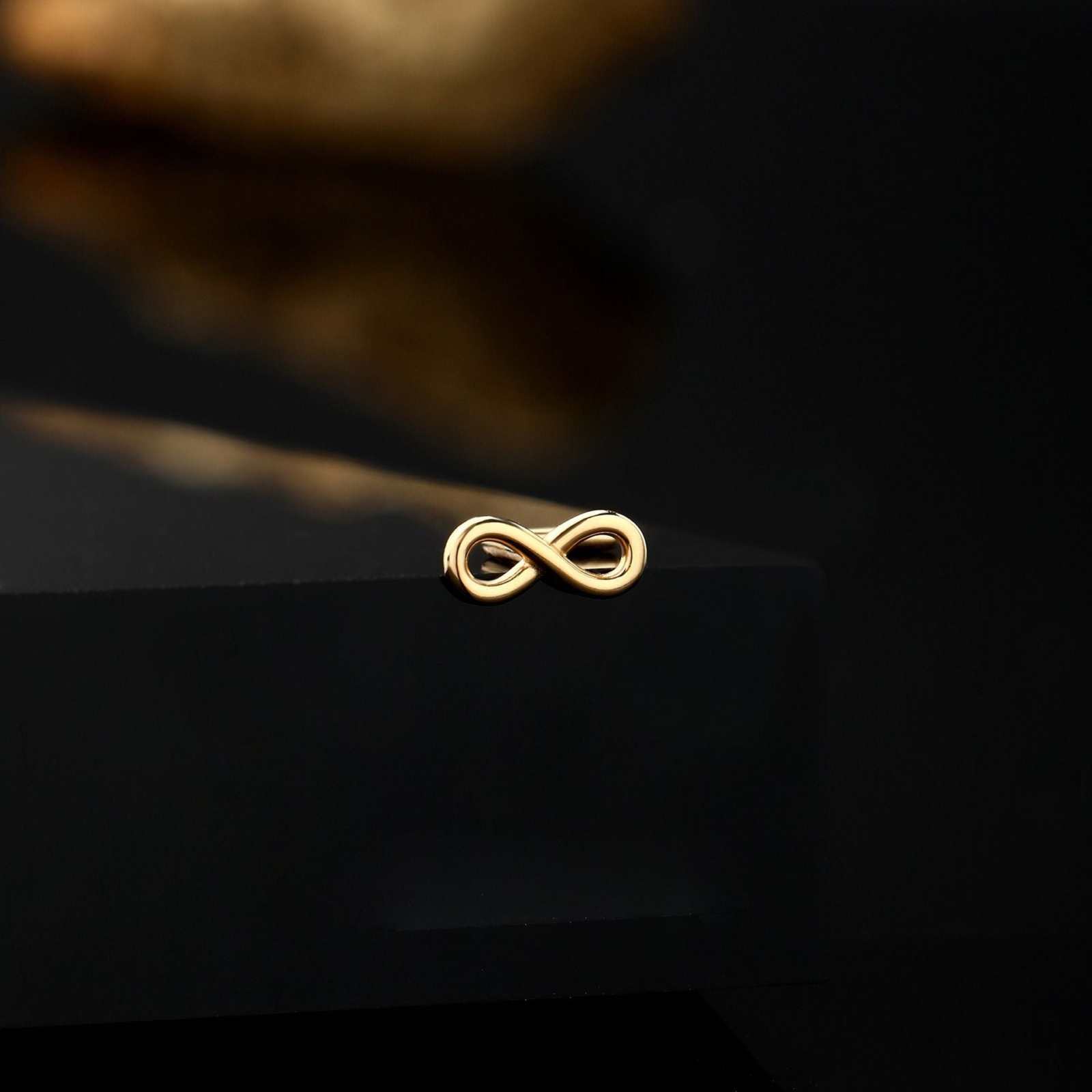 Fashion Hollow Infinite Symbol 925 Sterling Silver L Shape Nose Stud - Bjeul