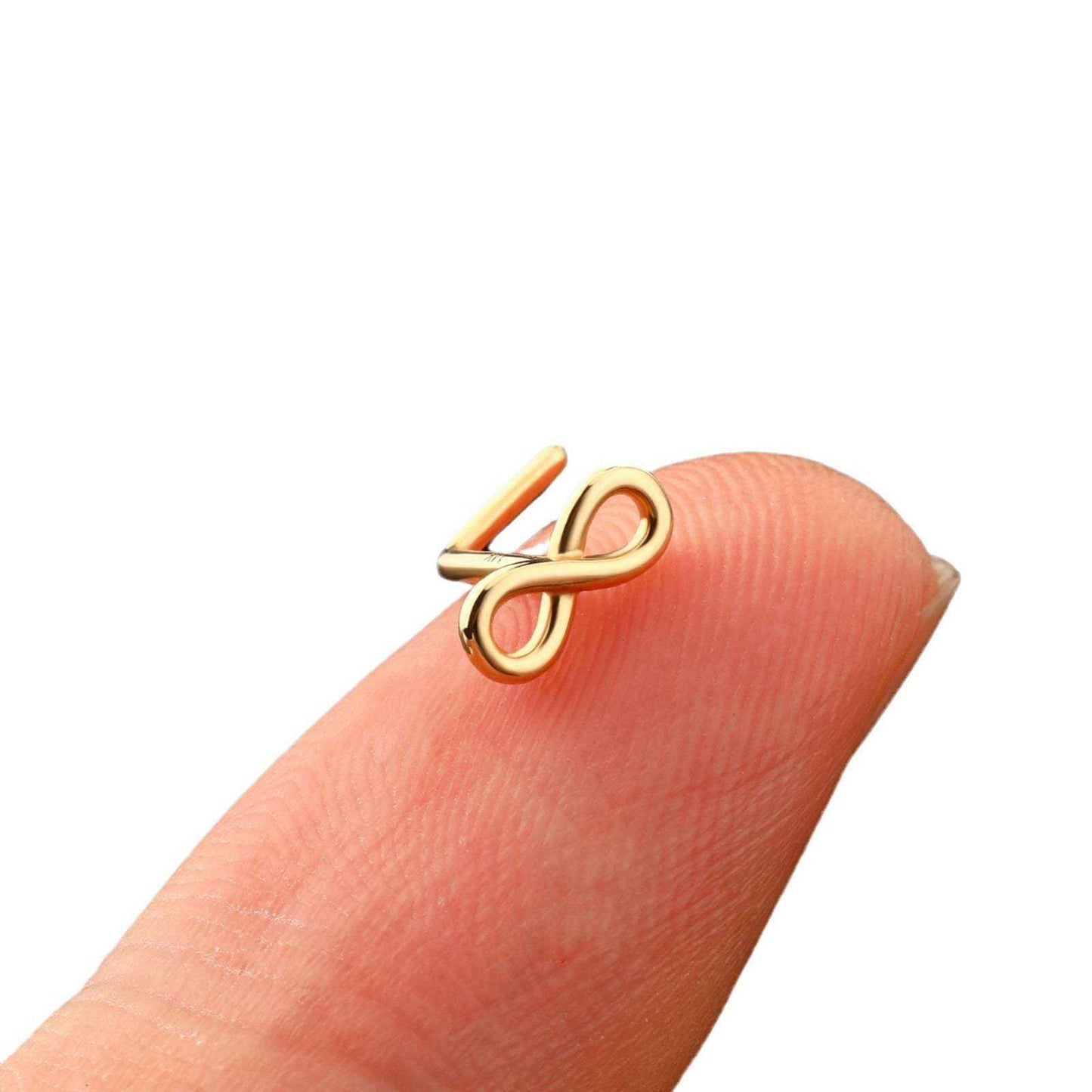 Fashion Hollow Infinite Symbol 925 Sterling Silver L Shape Nose Stud - Bjeul