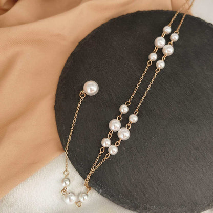 Faux Tri-Pearls Necklace - Bjeul