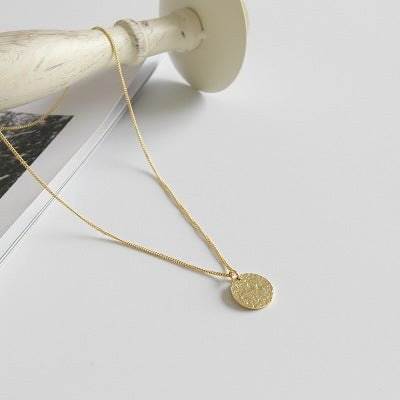 Frosted Round Tag Necklace - Bjeul