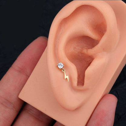 Graduation CZ Lighting 925 Sterling Screw Flat Stud Earring (Single) - Bjeul