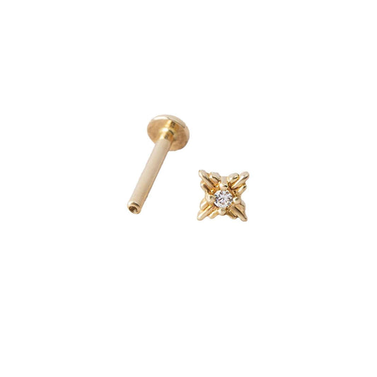 Lucky CZ Clover 925 Sterling Screw Flat Stud Earring (Single) - Bjeul