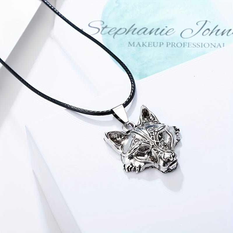 Men's Viking Wolf Head Pendant Necklace - Exquisite Silver - Plated Zinc Alloy Nordic Mythology Inspired - Bjeul