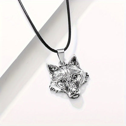 Men's Viking Wolf Head Pendant Necklace - Exquisite Silver - Plated Zinc Alloy Nordic Mythology Inspired - Bjeul