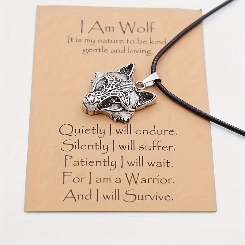 Men's Viking Wolf Head Pendant Necklace - Exquisite Silver - Plated Zinc Alloy Nordic Mythology Inspired - Bjeul