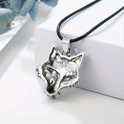 Men's Viking Wolf Head Pendant Necklace - Exquisite Silver - Plated Zinc Alloy Nordic Mythology Inspired - Bjeul