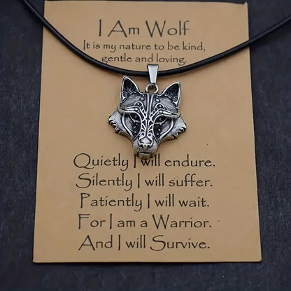 Men's Viking Wolf Head Pendant Necklace - Exquisite Silver - Plated Zinc Alloy Nordic Mythology Inspired - Bjeul