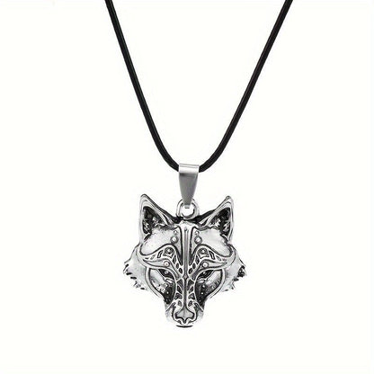 Men's Viking Wolf Head Pendant Necklace - Exquisite Silver - Plated Zinc Alloy Nordic Mythology Inspired - Bjeul