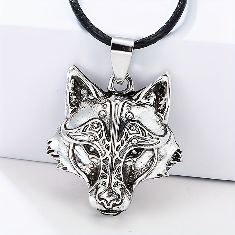 Men's Viking Wolf Head Pendant Necklace - Exquisite Silver - Plated Zinc Alloy Nordic Mythology Inspired - Bjeul