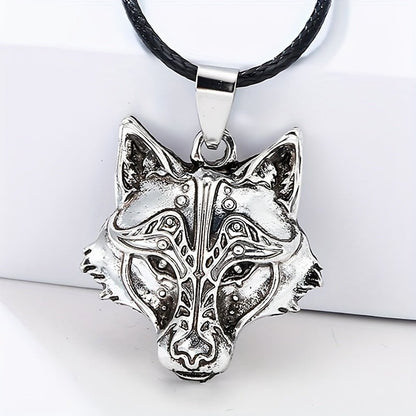 Men's Viking Wolf Head Pendant Necklace - Exquisite Silver - Plated Zinc Alloy Nordic Mythology Inspired - Bjeul