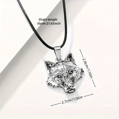 Men's Viking Wolf Head Pendant Necklace - Exquisite Silver - Plated Zinc Alloy Nordic Mythology Inspired - Bjeul