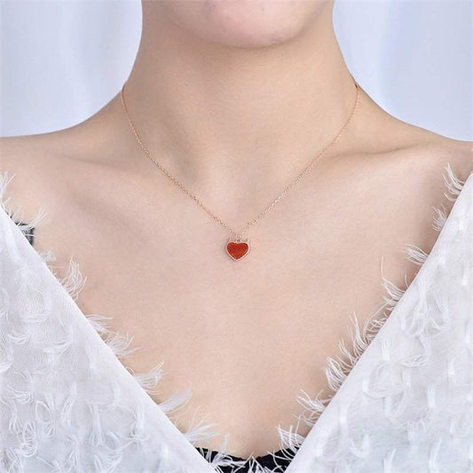 Natural Agate Devilish Heart Necklace - Bjeul