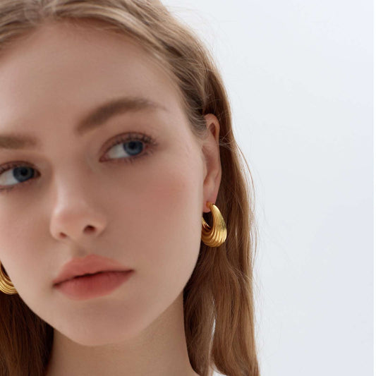 Pattern Large Statement Hoop Earrings - Bjeul