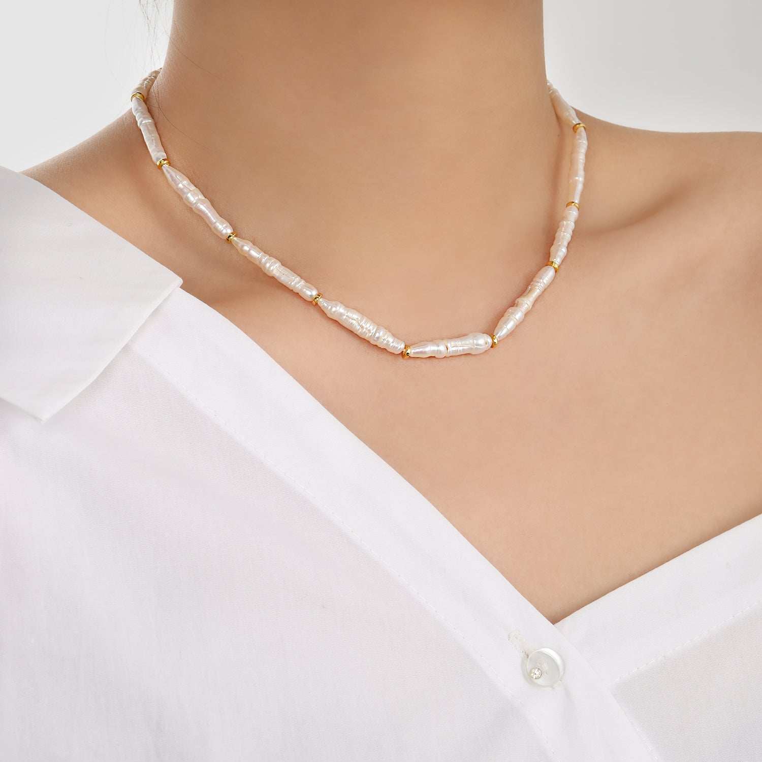 Original Pearl Necklace - Pearls Link Necklace | Bjeul