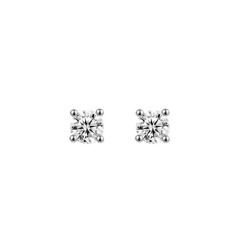 Simple Four Claw Round CZ 925 Sterling Silver Screw Flat Ear Bone Earring (Single) - Bjeul