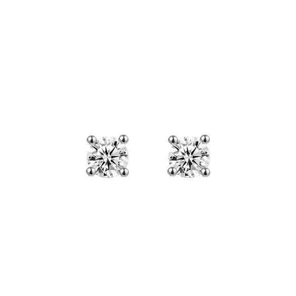 Simple Four Claw Round CZ 925 Sterling Silver Screw Flat Ear Bone Earring (Single) - Bjeul