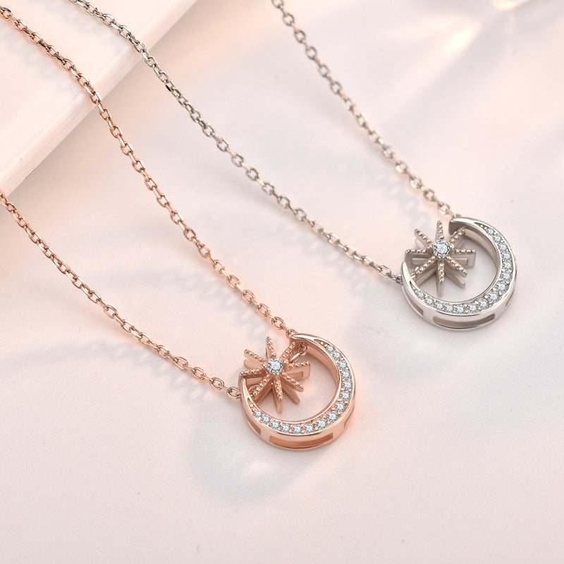 Star Crescent Moon Necklace - Bjeul