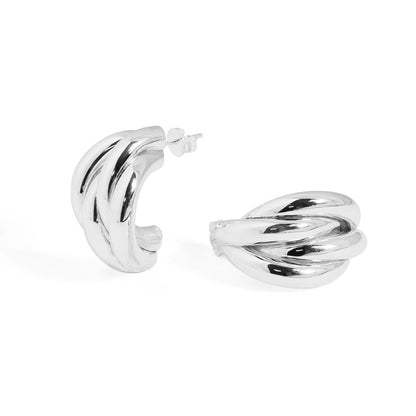 Tube Cross Hoop Earrings - Bjeul