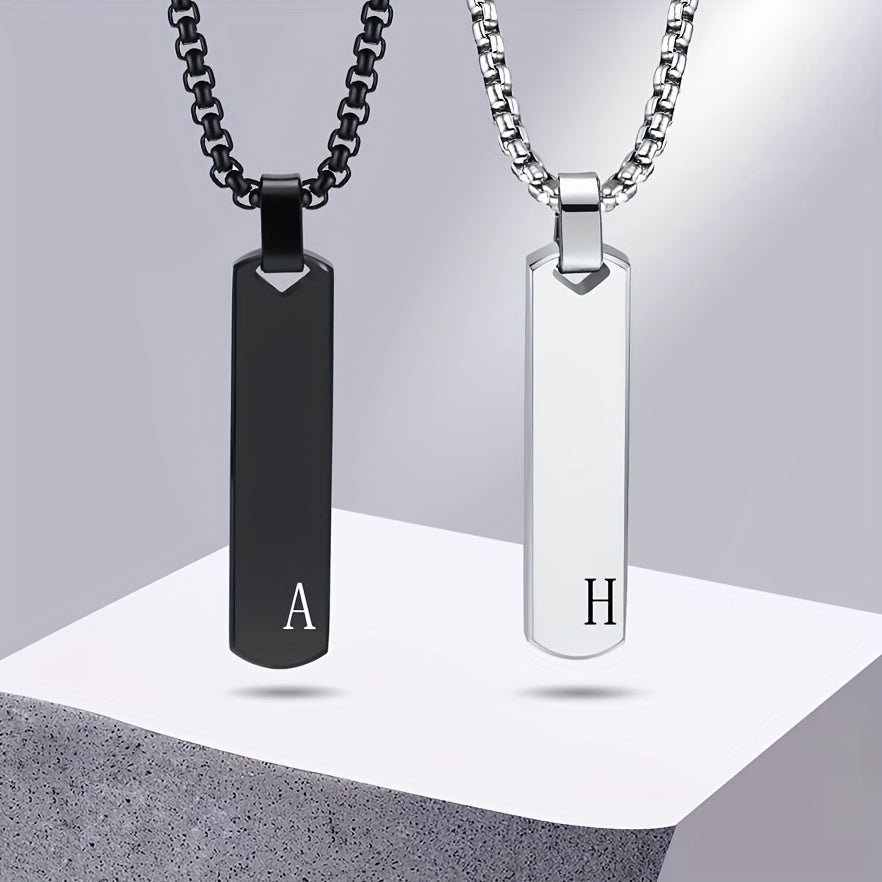 Unique Letter Necklace Pendant - High Polished Three - Dimensional Stainless Steel Laser Engraved Titanium Steel Plating for Men - Bjeul