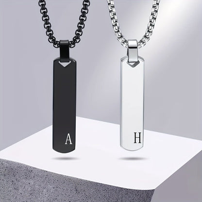 Unique Letter Necklace Pendant - High Polished Three - Dimensional Stainless Steel Laser Engraved Titanium Steel Plating for Men - Bjeul