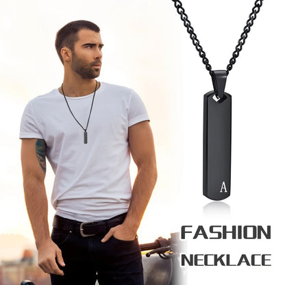 Unique Letter Necklace Pendant - High Polished Three - Dimensional Stainless Steel Laser Engraved Titanium Steel Plating for Men - Bjeul