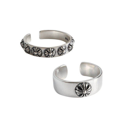 Vintage Flowers Women 925 Sterling Silver Adjustable Ring - Bjeul