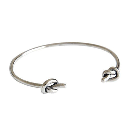 Vintage Two Knot 925 Sterling Silver Open Bangle - Bjeul