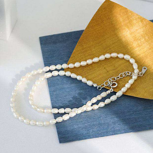 Women Natural Pearl Water drop 925 Sterling Silver Necklace - Bjeul