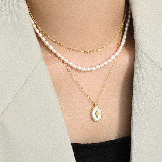 Women Natural Pearl Water drop 925 Sterling Silver Necklace - Bjeul