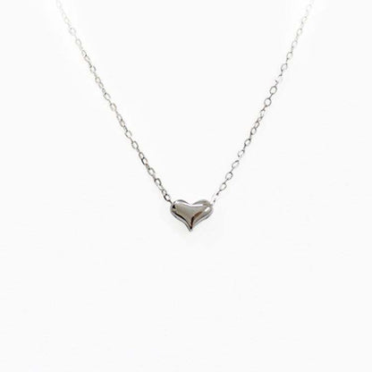 Women Simple Mini Heart 925 Sterling Silver Necklace - Bjeul