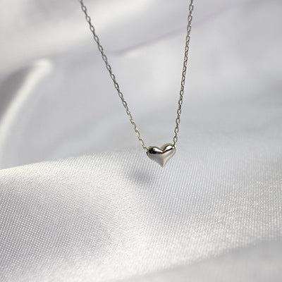 Women Simple Mini Heart 925 Sterling Silver Necklace - Bjeul